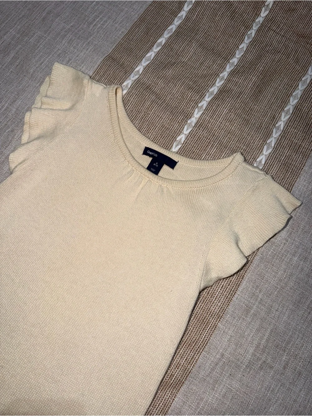 GAP Cream Knit Ruffle-Hem Girls Dress